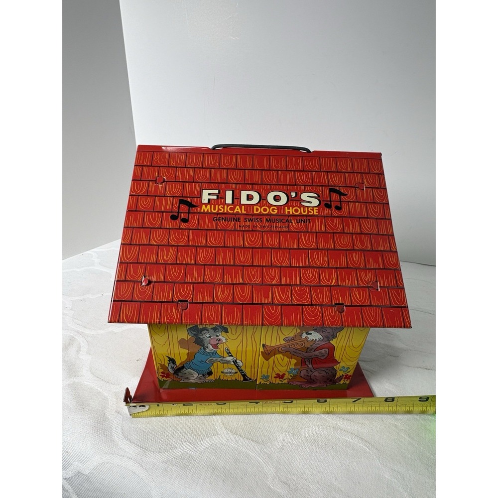 Fido's Musical Dog House Metal Toy Ohio Art Co. w/ Swiss Music Unit Vintage READ - Picture 12 of 16